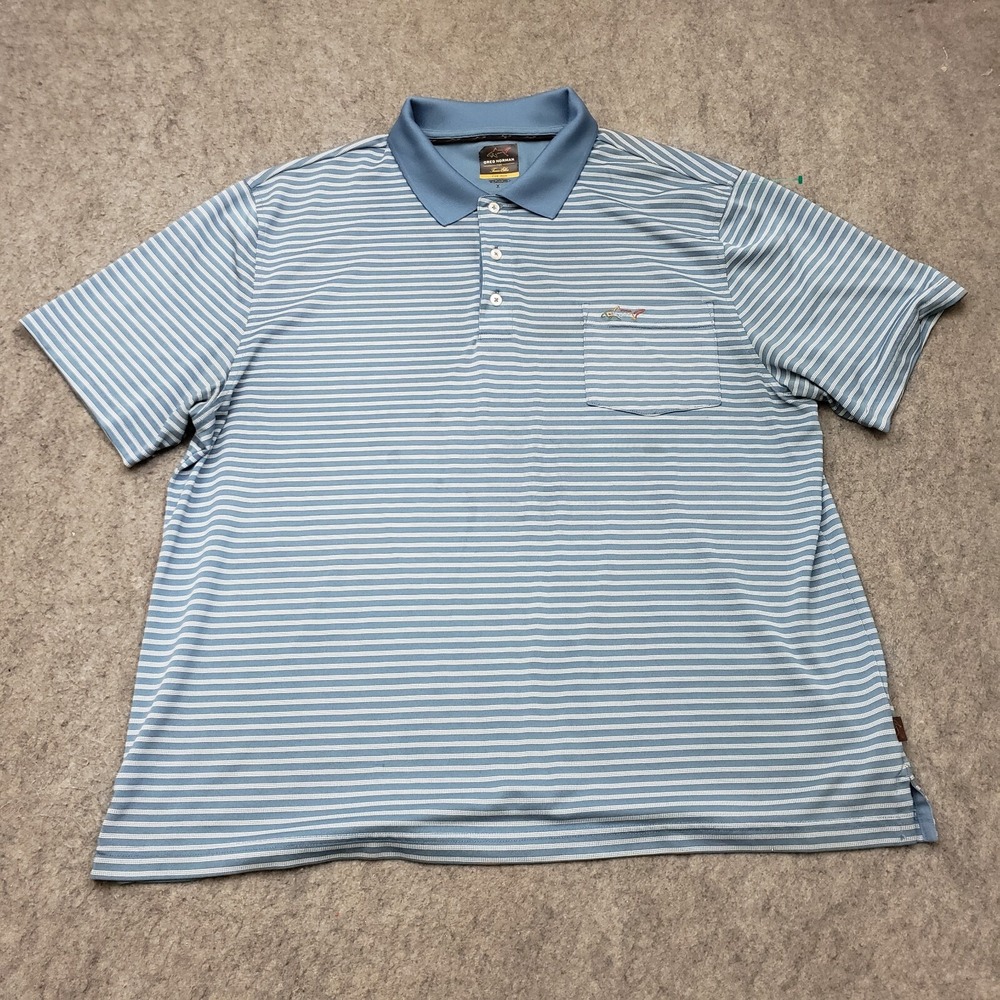 Greg Norman Polo Shirt Adult Extra XL Blue Tasso Elba Outdoor Golf Shark Mens A2